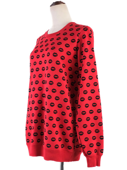 Excellent Markus Lupfer Red Cotton Sweater Size S with Lip Print