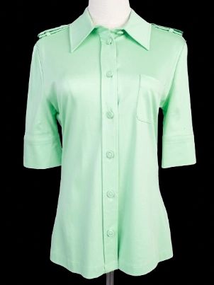 excellent sportmax green button-up shirt size m women's modal