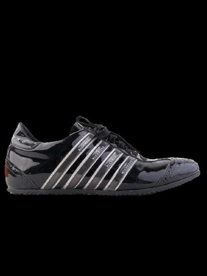 Excellent Richmond Black Leather Sneakers with Silver Stripes