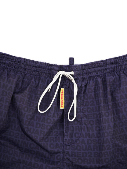 Excellent Dsquared2 Men's Shorts Blue Nylon Size M with Drawstring