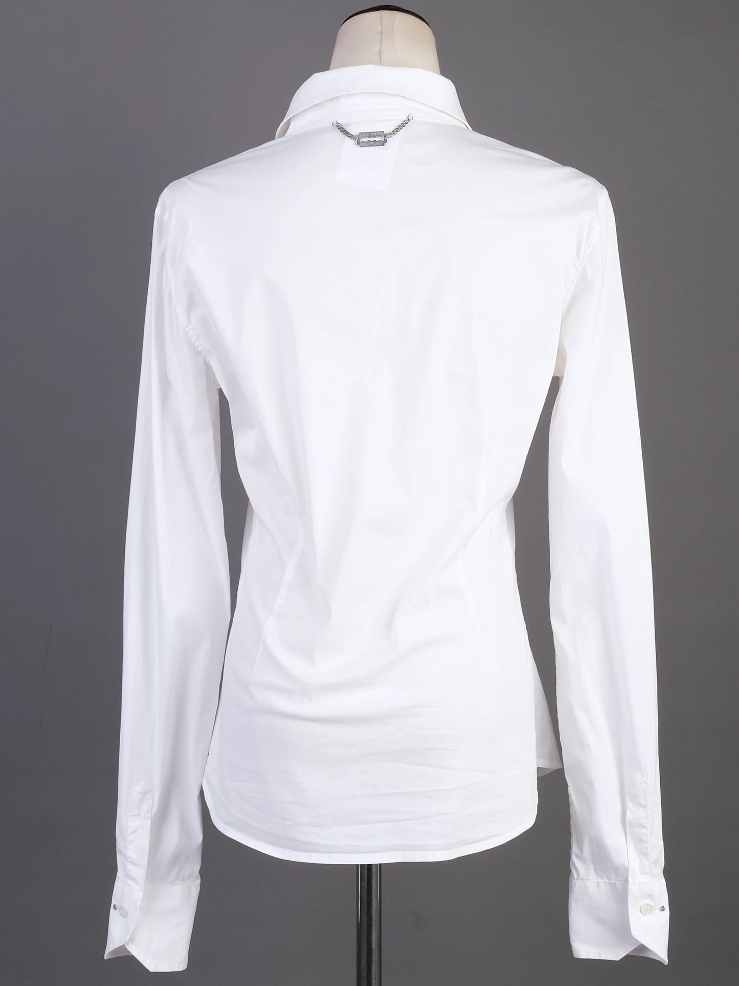 excellent richmond women's white long sleeve button-up shirt size l