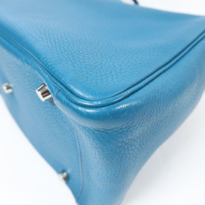 Hermes Clemence Leather Lindy 30 Silver Hand-turn Shoulder Bag