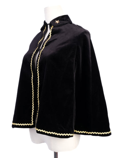 Gucci Kids Black Velvet Cape with Gold Detailing Size 6