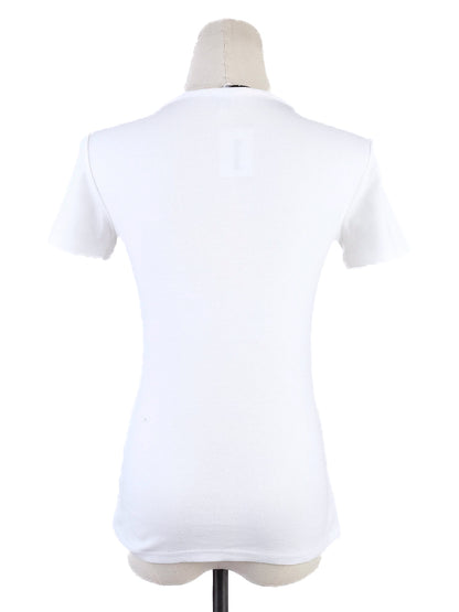 EXCELLENT MaxCo White Cotton T-Shirt Size XS with Decorative Print
