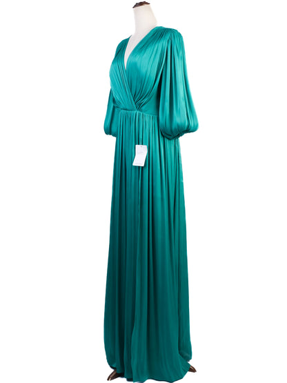 NEW Costarellos Teal Long Gown V-Neck Belted Size N/A