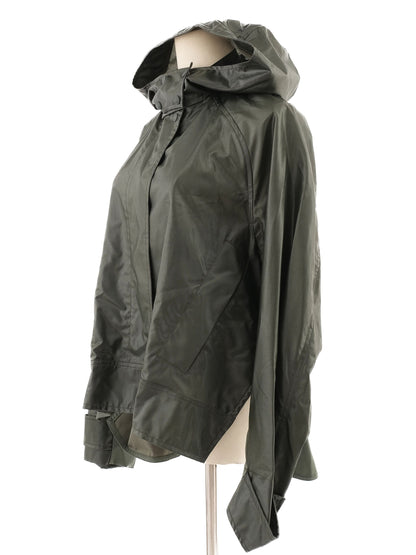 Excellent Sportmax Green Wool Hooded Jacket Size L with Pockets
