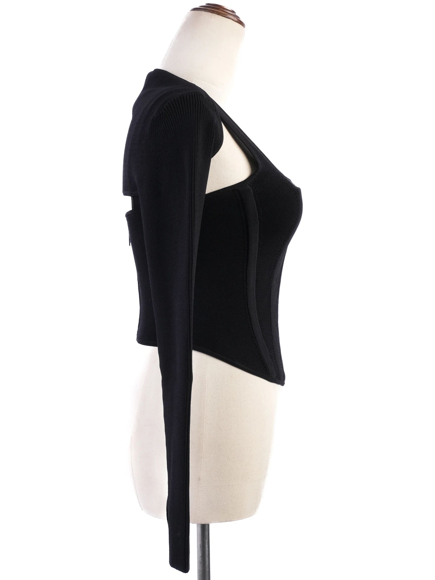 new dion lee black corset-style top size xs viscose structured design