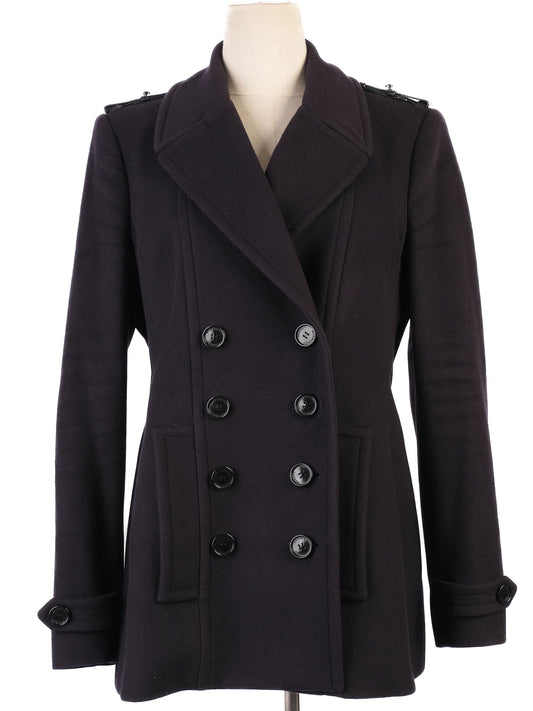 Excellent Burberry Black Wool Peacoat Double-Breasted Size S