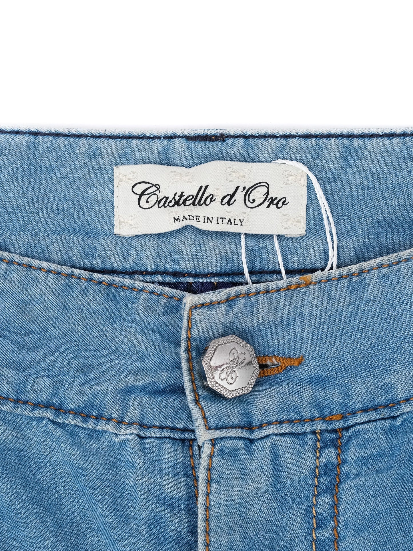 excellent castello d'oro blue cotton jeans size xl made in italy