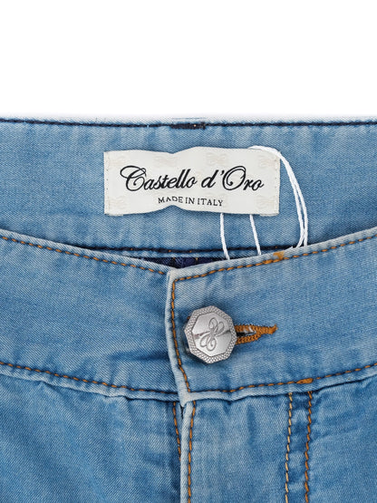 Excellent Castello d'Oro Blue Cotton Jeans Size XL Made in Italy