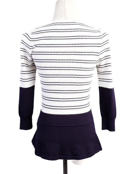Excellent Karen Millen Women's Striped Sweater V-Neck Size 2
