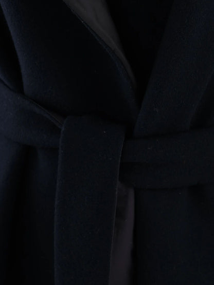 Excellent Max Mara Black Wool Hooded Coat Size XXL