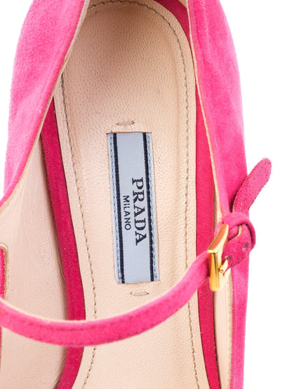 Excellent Prada Pink Leather High-Heeled Mary Jane Size 39