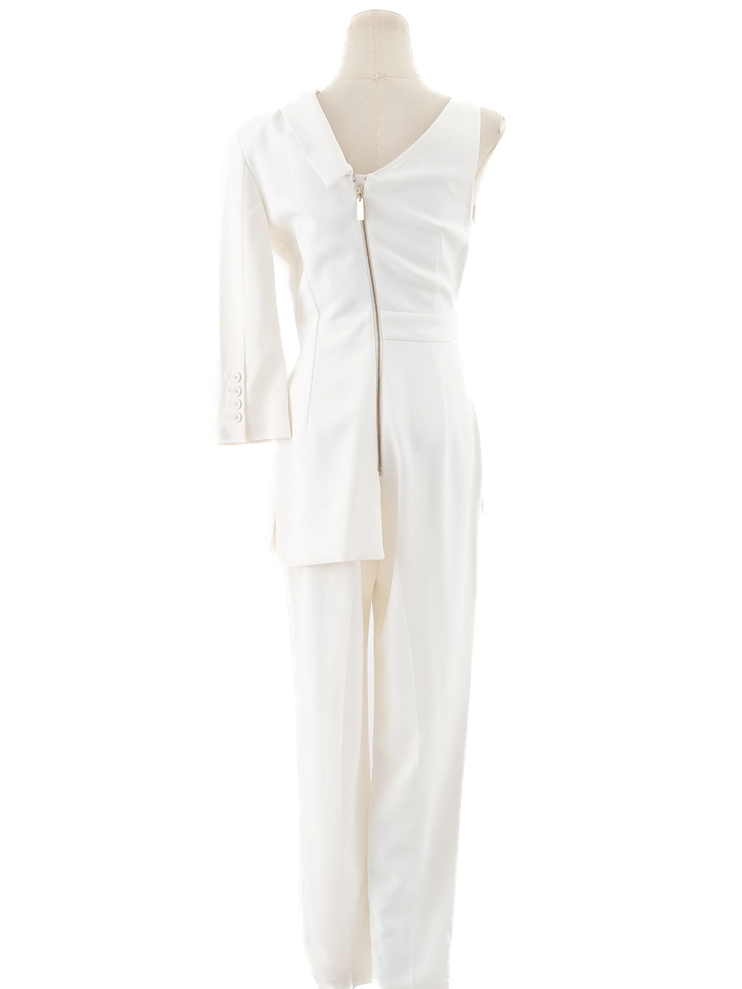 new elisabetta franchi white asymmetrical jumpsuit size l