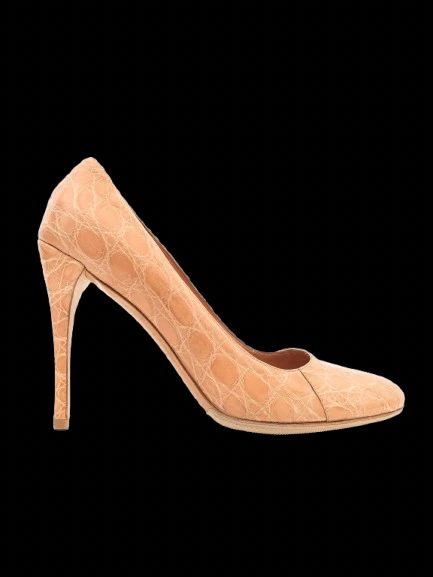 excellent prada orange leather pointed-toe high heels size 40