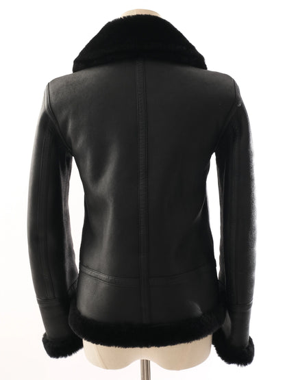 Good Reiss Black Leather & Faux Fur Jackets Size XS