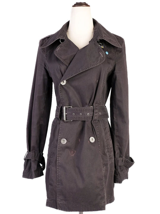 Excellent Diesel Gray Cotton Trench Coat for Women