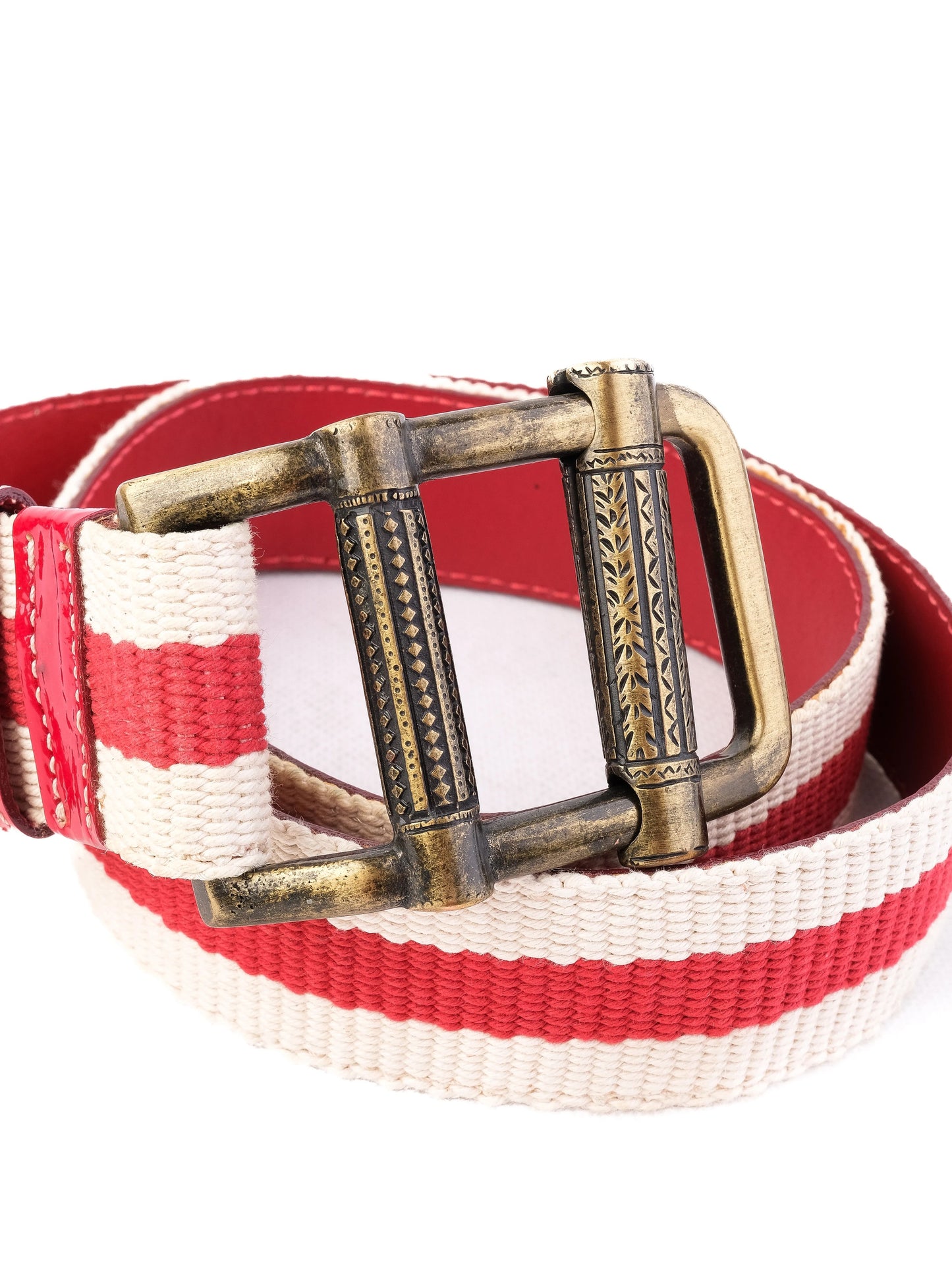 excellent moschino women's belt red & white striped fabric