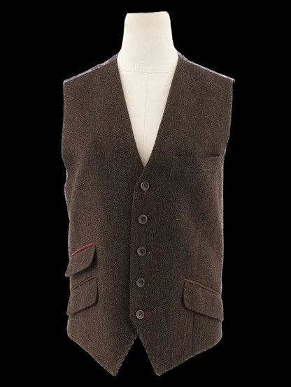 Excellent Ted Baker Orange Wool Vest Size S with Deer Print