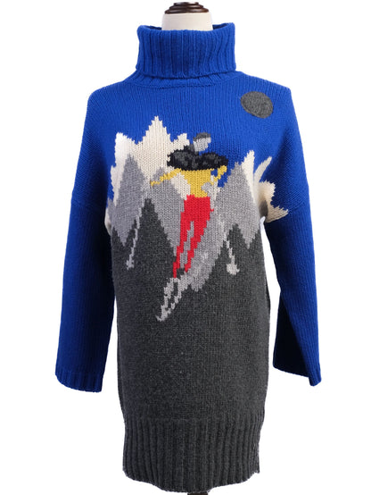 Excellent Bogner Women's Wool Sweater Size M Blue Mountain Design