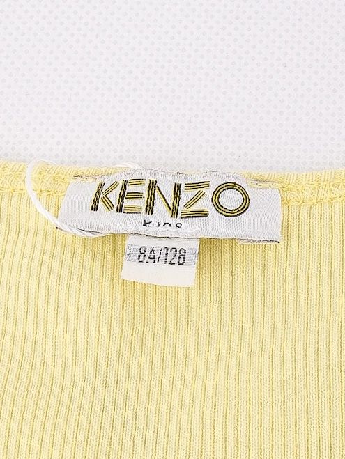 excellent kenzo kids yellow tank top size 6a/120 cotton floral logo
