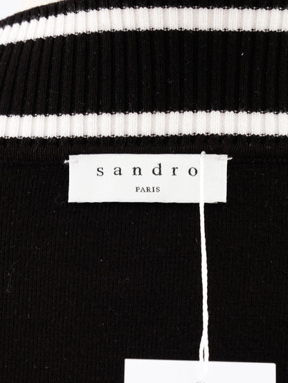 Excellent Sandro Black Cardigan with White Trim Size M