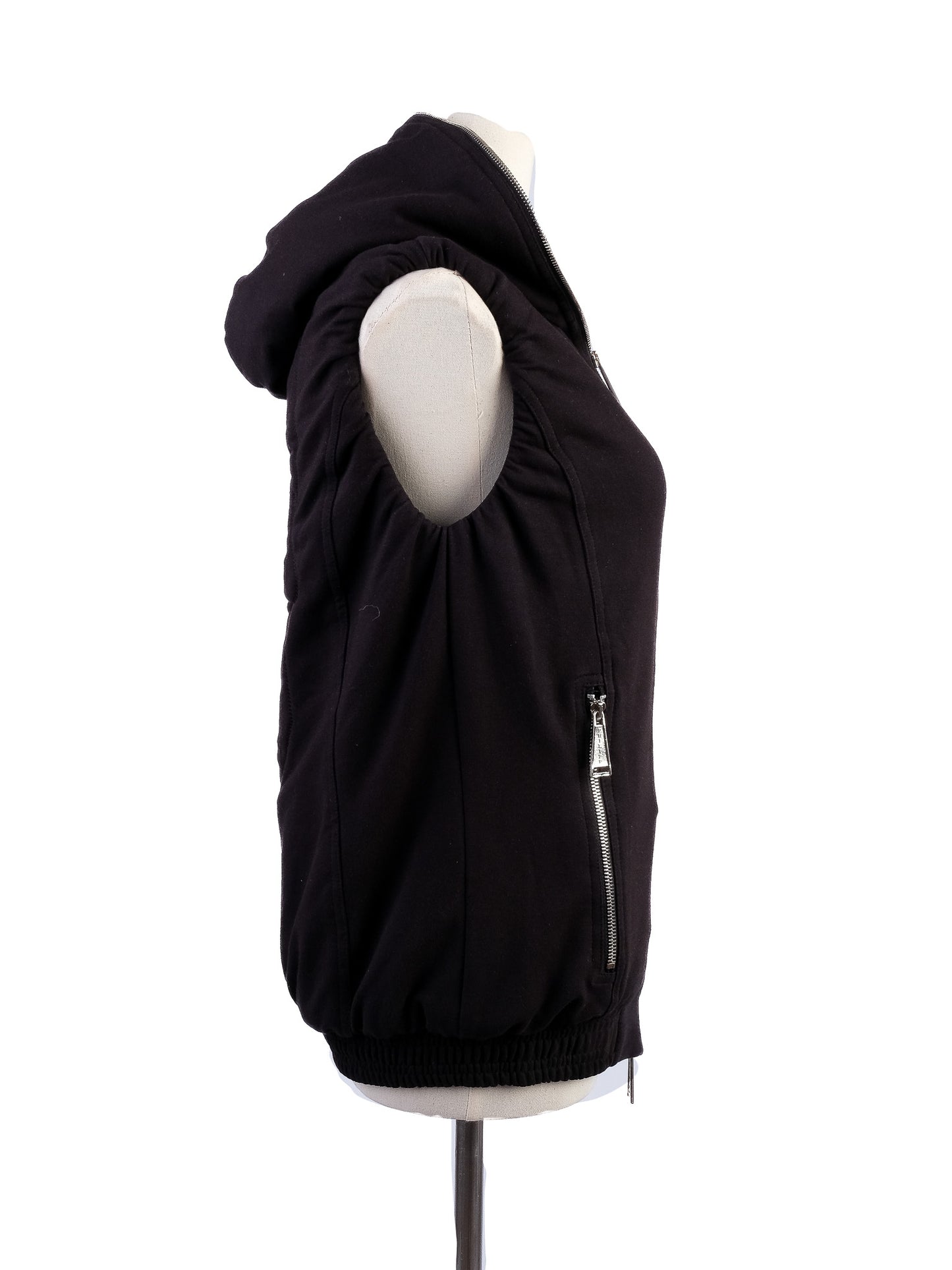 excellent phillipp plein black sleeveless hoodie with embellished crest