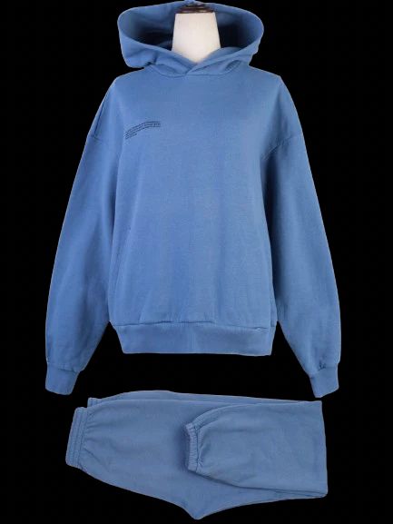 good pangaia blue cotton hoodie with front pocket size s