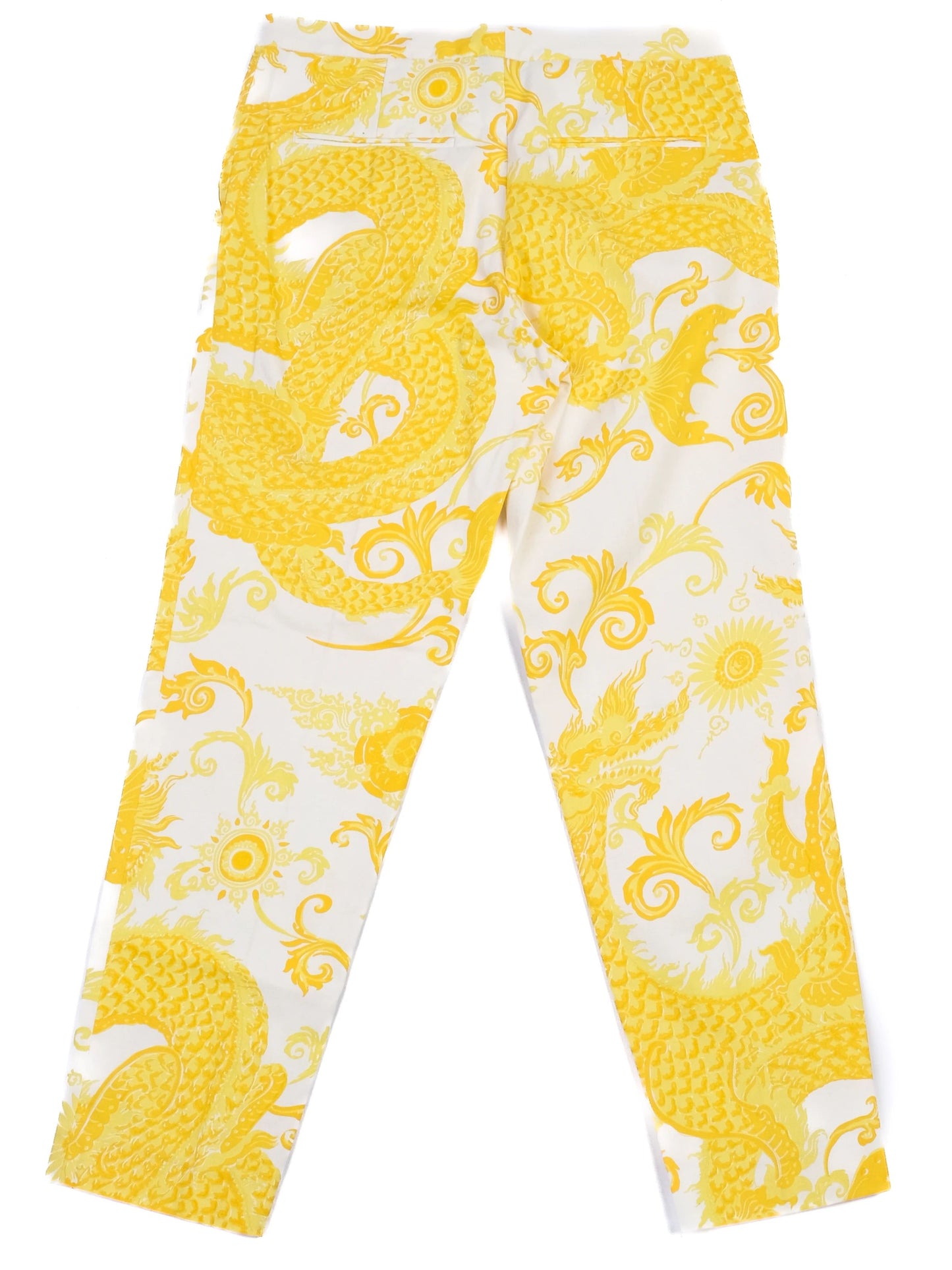 new by malene birger yellow dragon print cotton pants size xs