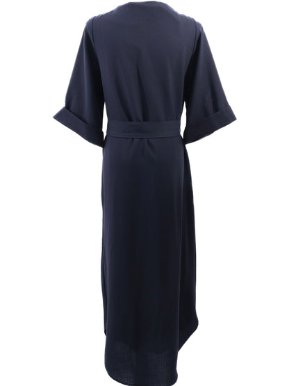 Excellent Cos Blue Wool Full-Length Dress with Belt Size XS