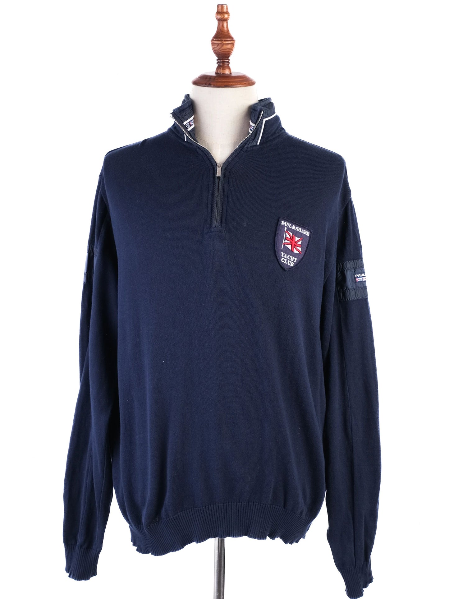 excellent paul&shark long sleeve sweater blue cotton yacht club