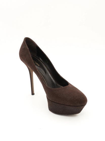 Excellent Sergio Rossi Orange Leather Heels Size 40.5