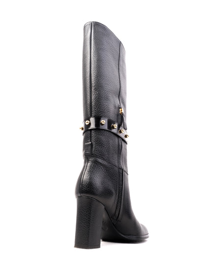 Excellent Moschino Black Leather Knee-High Boots Size 36