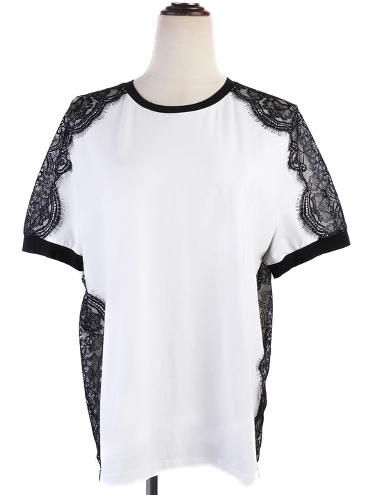 Excellent Pierre Cardin Women's T-Shirt Black Lace Detail Size L