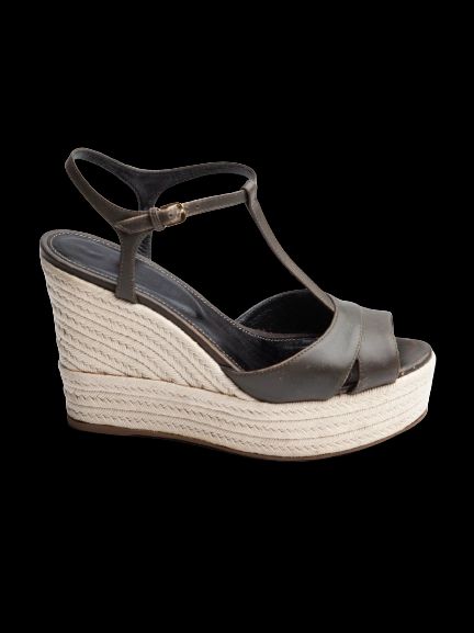 Good Sergio Rossi Orange Leather Wedge Sandals Size 34 Women