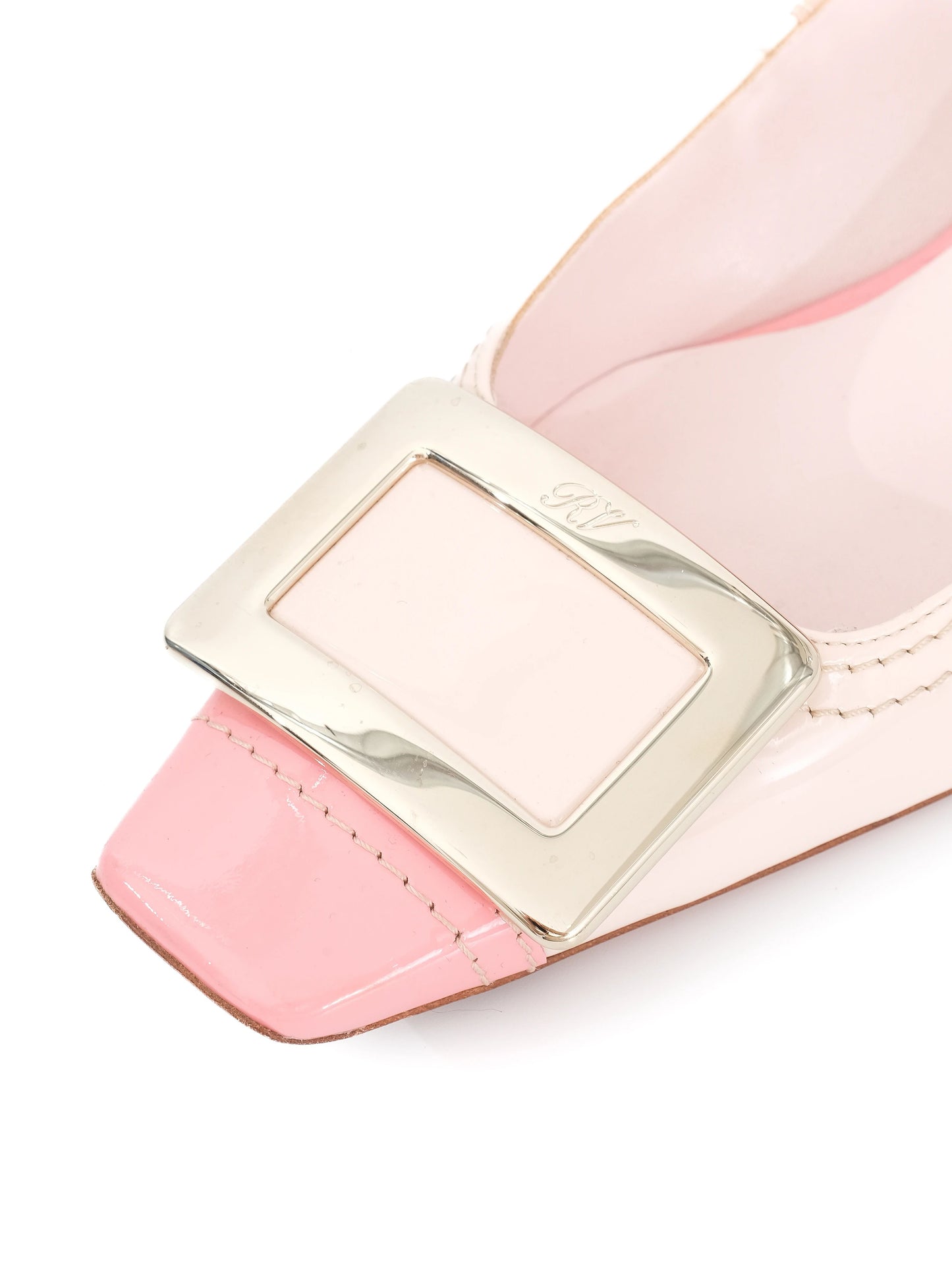 excellent roger vivier women's flat shoes pink beige leather size 36.5