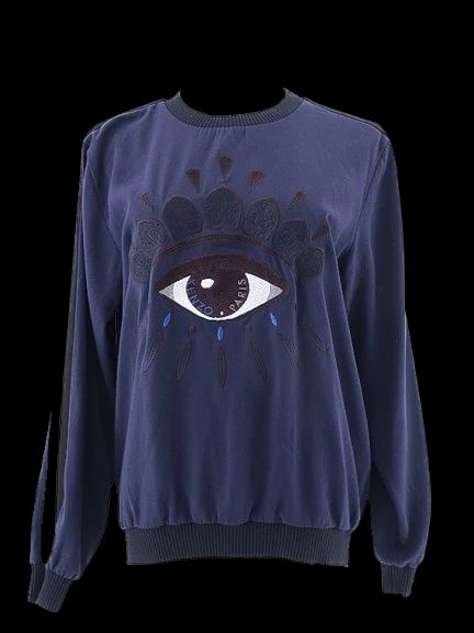excellent kenzo blue sweatshirt s with eye design and ribbed cuffs