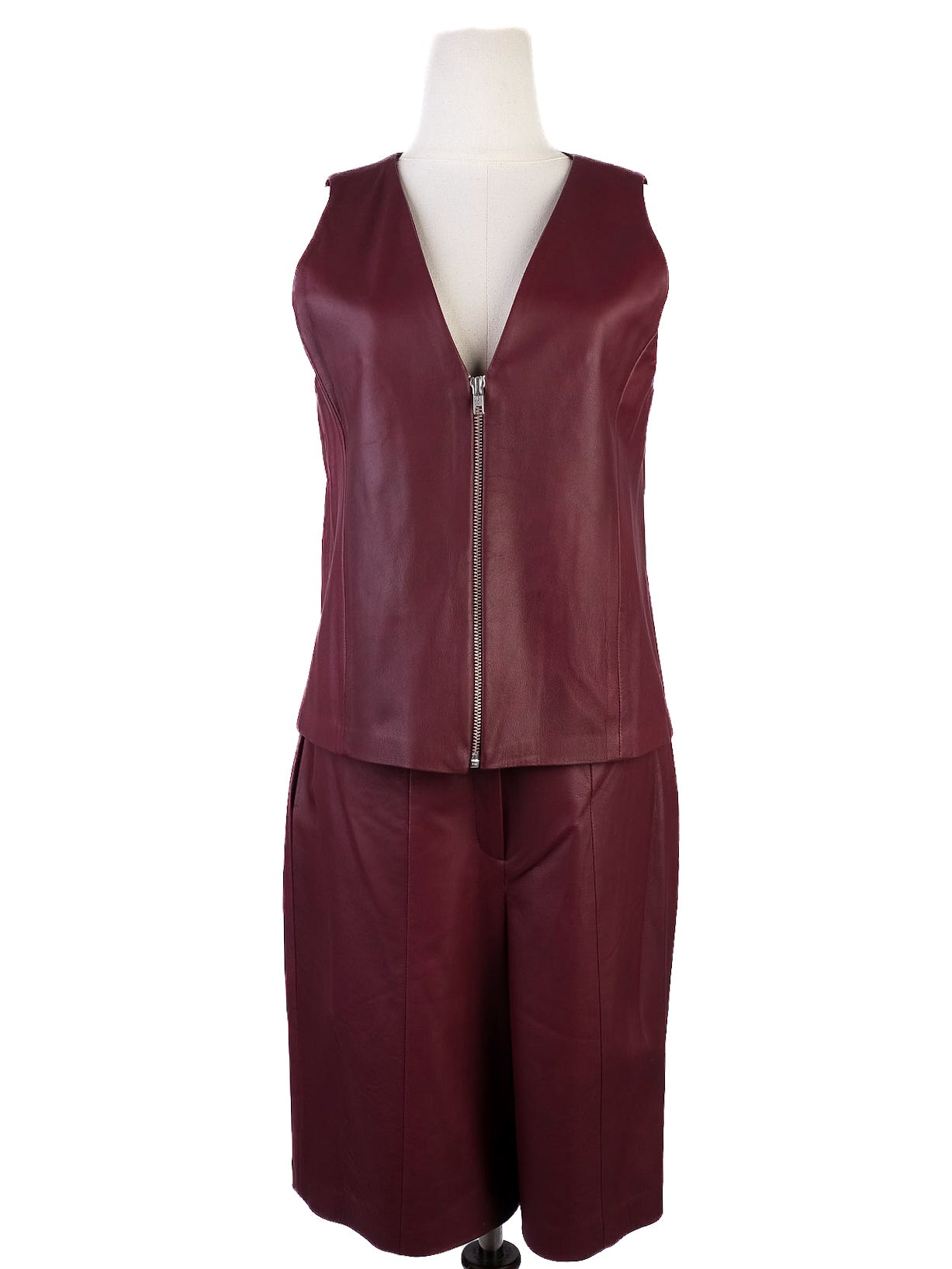 excellent drome red leather two-piece set women size m