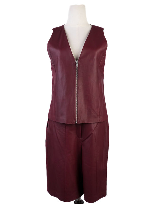Excellent DROMe Red Leather Two-Piece Set Women Size M