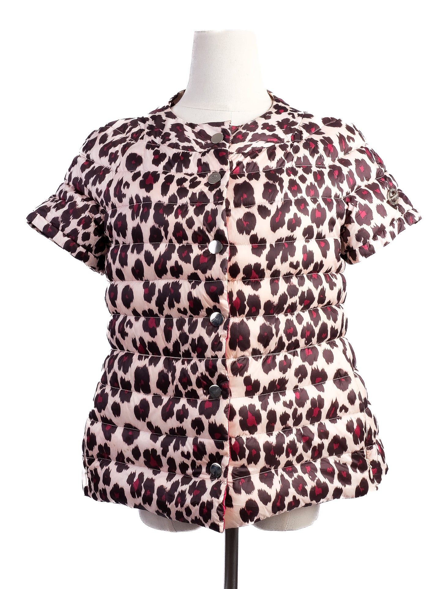 excellent liu jo short-sleeve padded jacket leopard print size xs