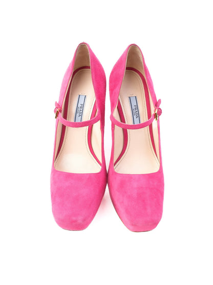 Excellent Prada Pink Leather High-Heeled Mary Jane Size 39