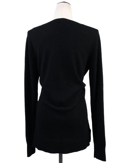 EXCELLENT Sandro Black Wool Long-Sleeve Sweater Corset Detail