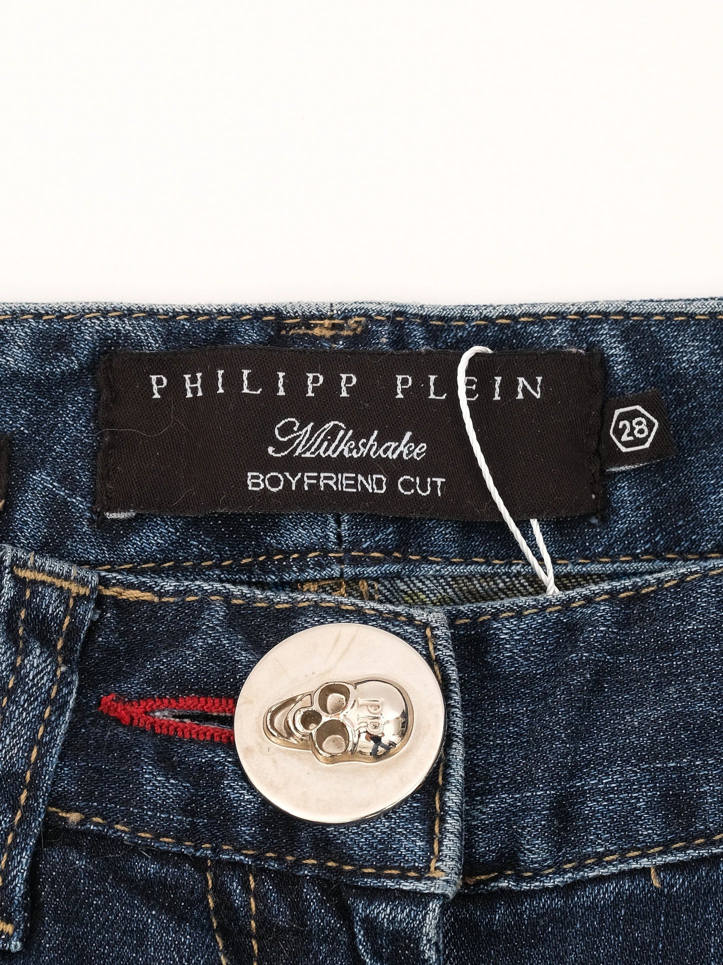 excellent phillipp plein distressed denim jeans blue size m