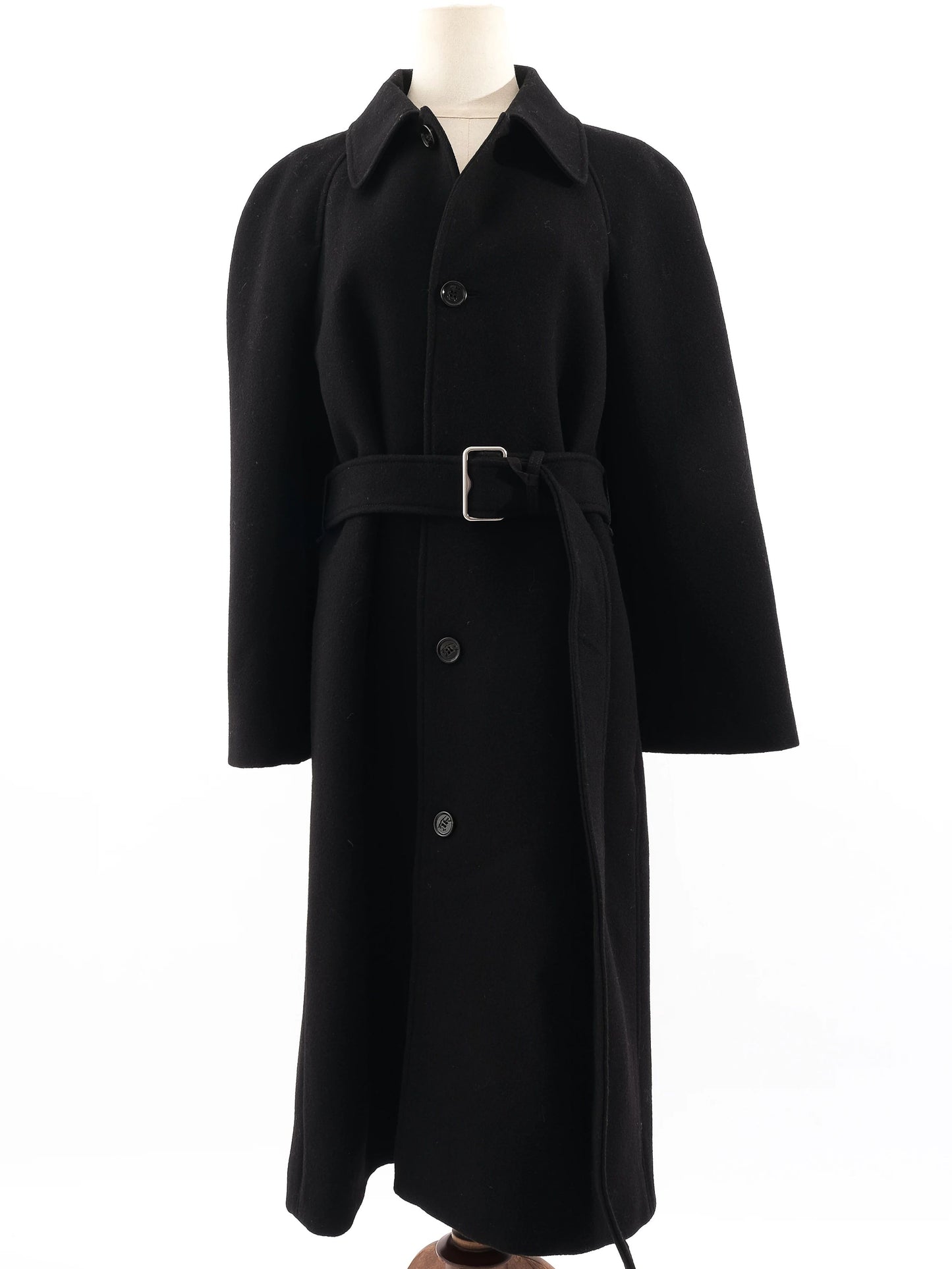 perfect burberry black wool long coat with belt size l