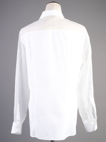 Excellent Burberry White Cotton Long Sleeve Button-Up Shirt