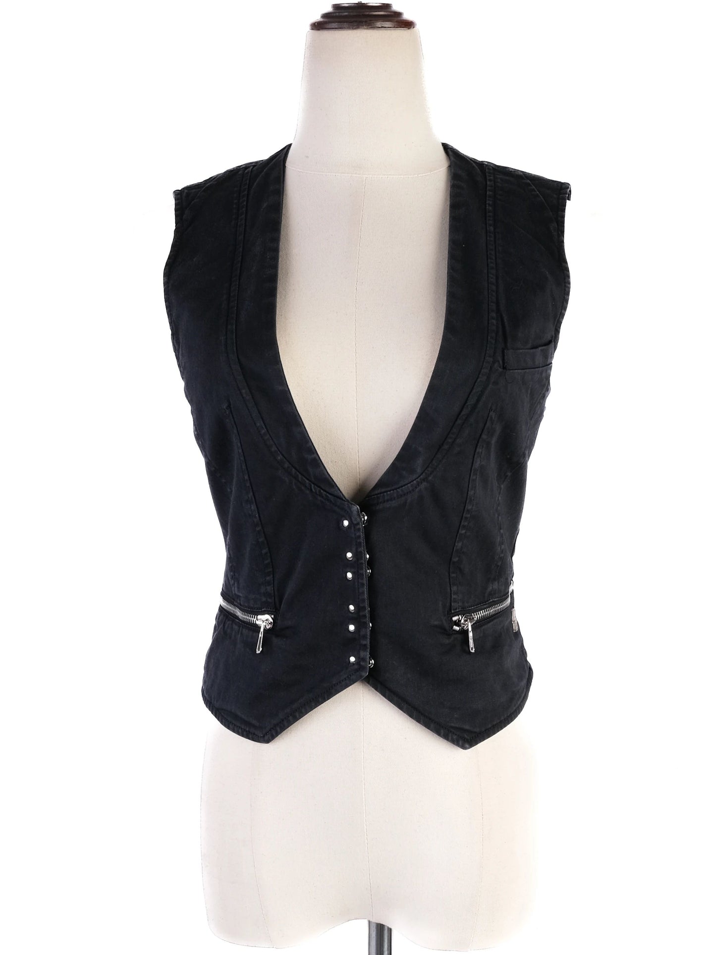 excellent balmain black sleeveless vest size m with decorative buttons