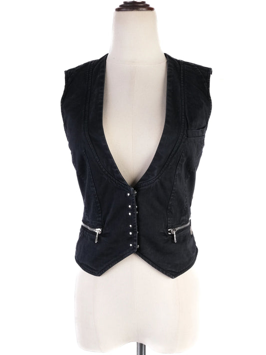 Excellent Balmain Black Sleeveless Vest Size M with Decorative Buttons