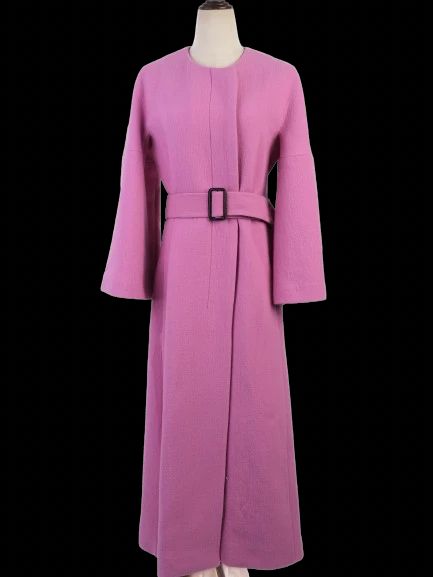 new mantu pink wool coat with belt size m