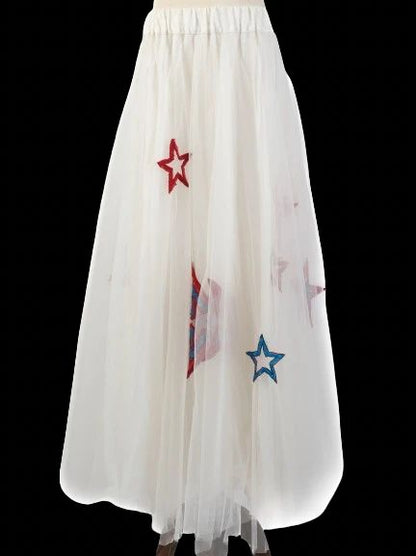 P.A.R.O.S.H. Women's White Tulle Skirt with Star Embroidery Size N/A
