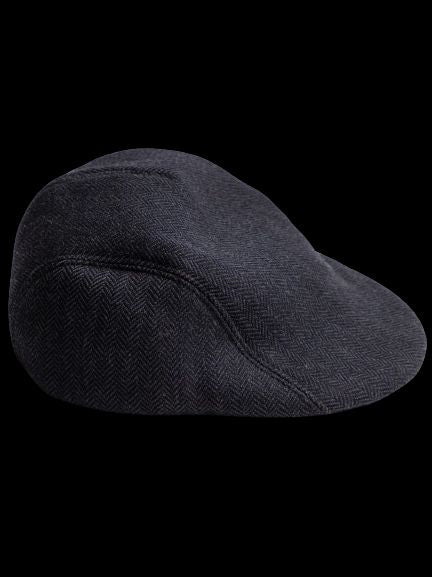 Good Paul Smith Gray Cashmere Flat Cap with Herringbone Pattern